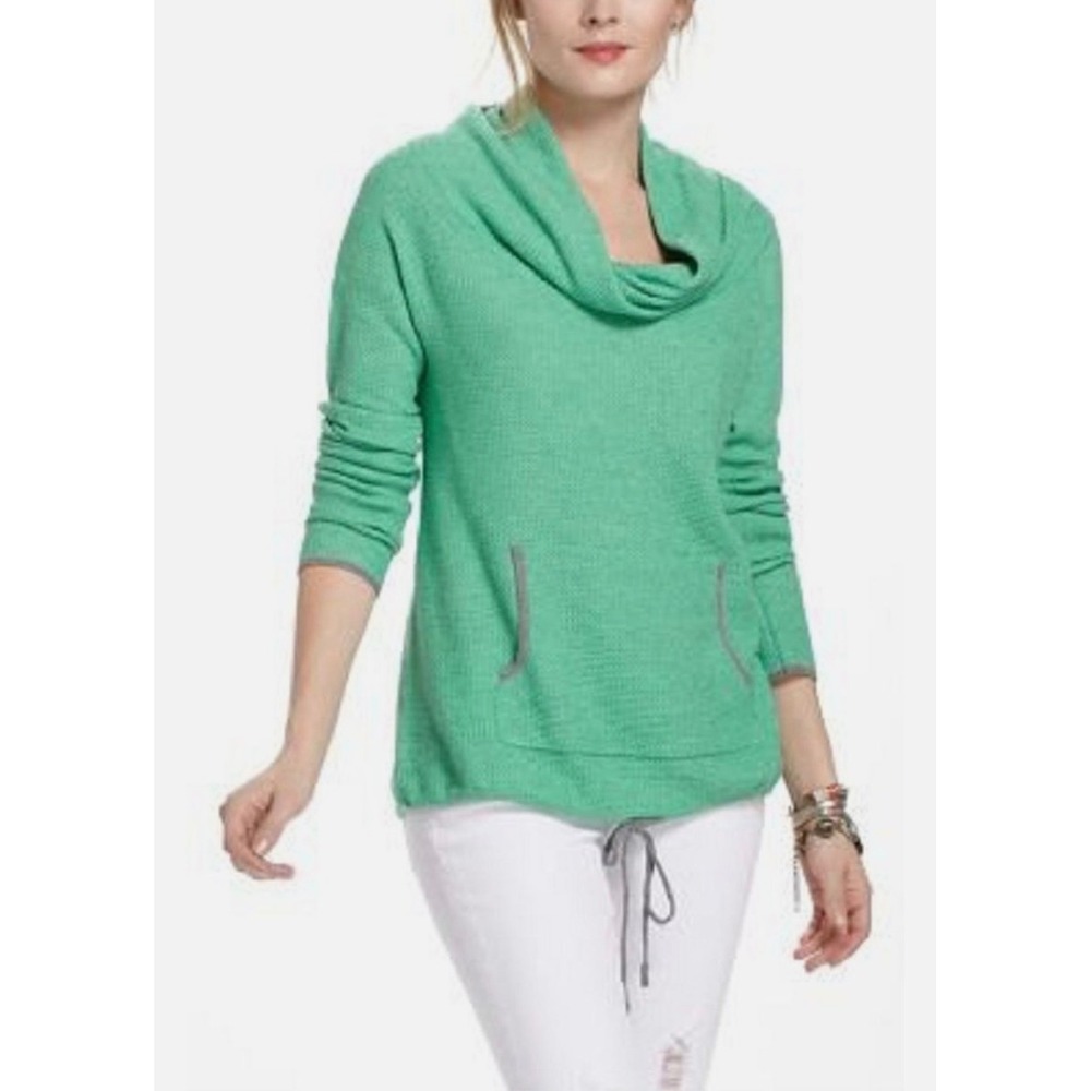 Sparrow Anthropologie Green Cowl Neck Wool Blend Waffle Knit Sweater Large